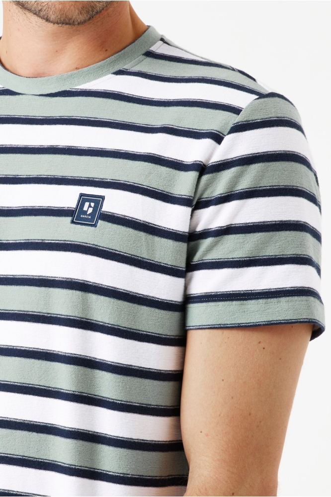 GESTREEPT T SHIRT F51006 6792 LIGHT SAGE